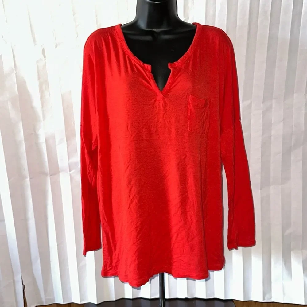 Old Navy Women’s XL Red Long Sleeve Blouse Top Casual Work Shirt
